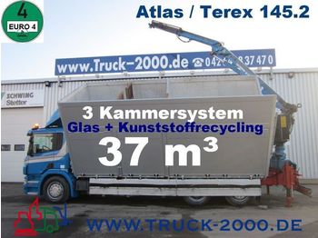 Garbage truck for transportation of garbage SCANIA P380 Glas Recycling+ Kran +3 Kammern Kipper 37m³: picture 1