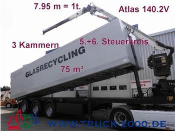 Semi-trailer Glasrecycling 3 Kammern75m³ Atlas140 Kran 8m=1t.: picture 1