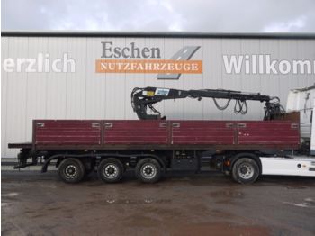 Dropside/ Flatbed semi-trailer Langendorf  SAP 27/30, Kennis 16.000 Roll Kran: picture 1