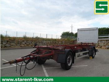 Container transporter/ Swap body semi-trailer Schuh ASDW1806 Wechselfahrgestellanhänger, Ladebordwand Dautel 2000 kg,SAF-Achse: picture 1