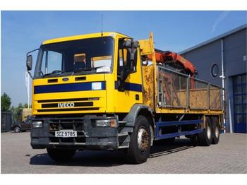 Dropside/ Flatbed truck Iveco 260E28 with Palfinger crane: picture 1