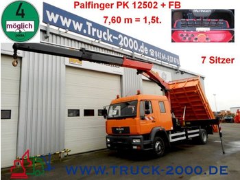 Tipper MAN LE 14.225*7 Sitzer*3 S.-Kipper*Kran PK12502+FB: picture 1