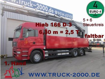 Dropside/ Flatbed truck MAN TGA 26.430 HIAB 166 D-3 10, m= 1,46t. Euro 4  BC: picture 1
