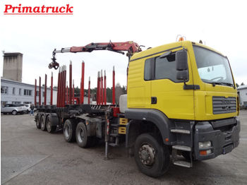 Truck for transportation of timber MAN TGA 33.480, 6x6, mit Kran Palfinger + Anhänger: picture 1