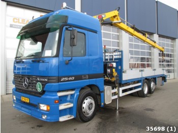 Dropside/ Flatbed truck Mercedes-Benz ACTROS 2540 6x2 with Hiab 20 ton/meter crane: picture 1
