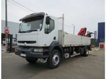Dropside/ Flatbed truck Renault KERAX 320.19 + FASSI 150- 3X Hydr.: picture 1
