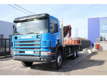 Dropside/ Flatbed truck Scania 114 C380 6x4 + PALFINGER PK 20002 (5x): picture 1