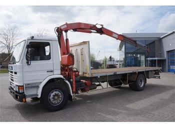 Dropside/ Flatbed truck Scania 93H230 Fassi Kraan F115: picture 1