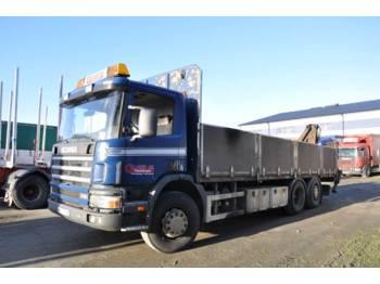 Dropside/ Flatbed truck Scania P94 6X2 340 Kranbil: picture 1