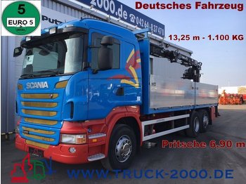 Dropside/ Flatbed truck Scania R400 Tirre Euro 191L Kran 6,90m Pritsche 1.Hand: picture 1