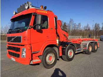 Skip loader truck Volvo FM9 vaijerilaitteet kiinteällä nosturilla: picture 1