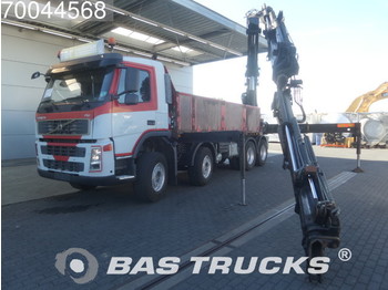 Dropside/ Flatbed truck Volvo FM 400 8X4 Manual Steelsuspension Euro 3 Hiab 600-E-6-Jib 165X: picture 1