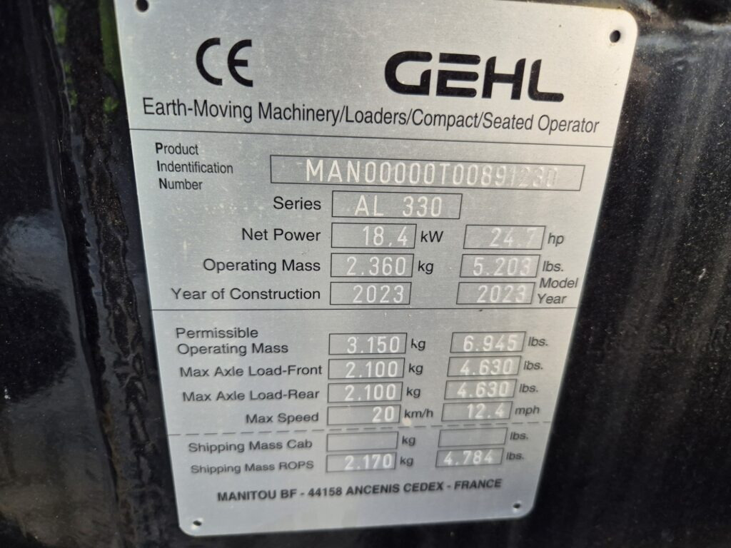 Compact loader GEHL AL 330 miniloader