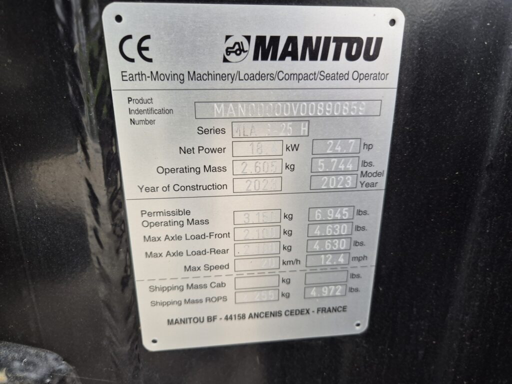 Compact loader MANITOU MLA 3-25H miniloader