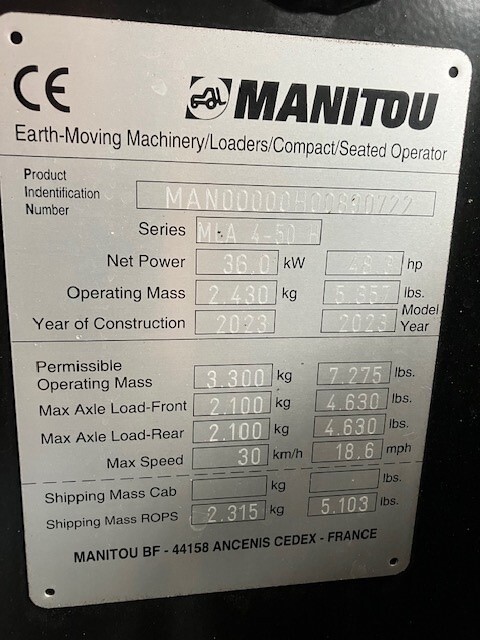Compact loader MANITOU MLA 4-50 loader