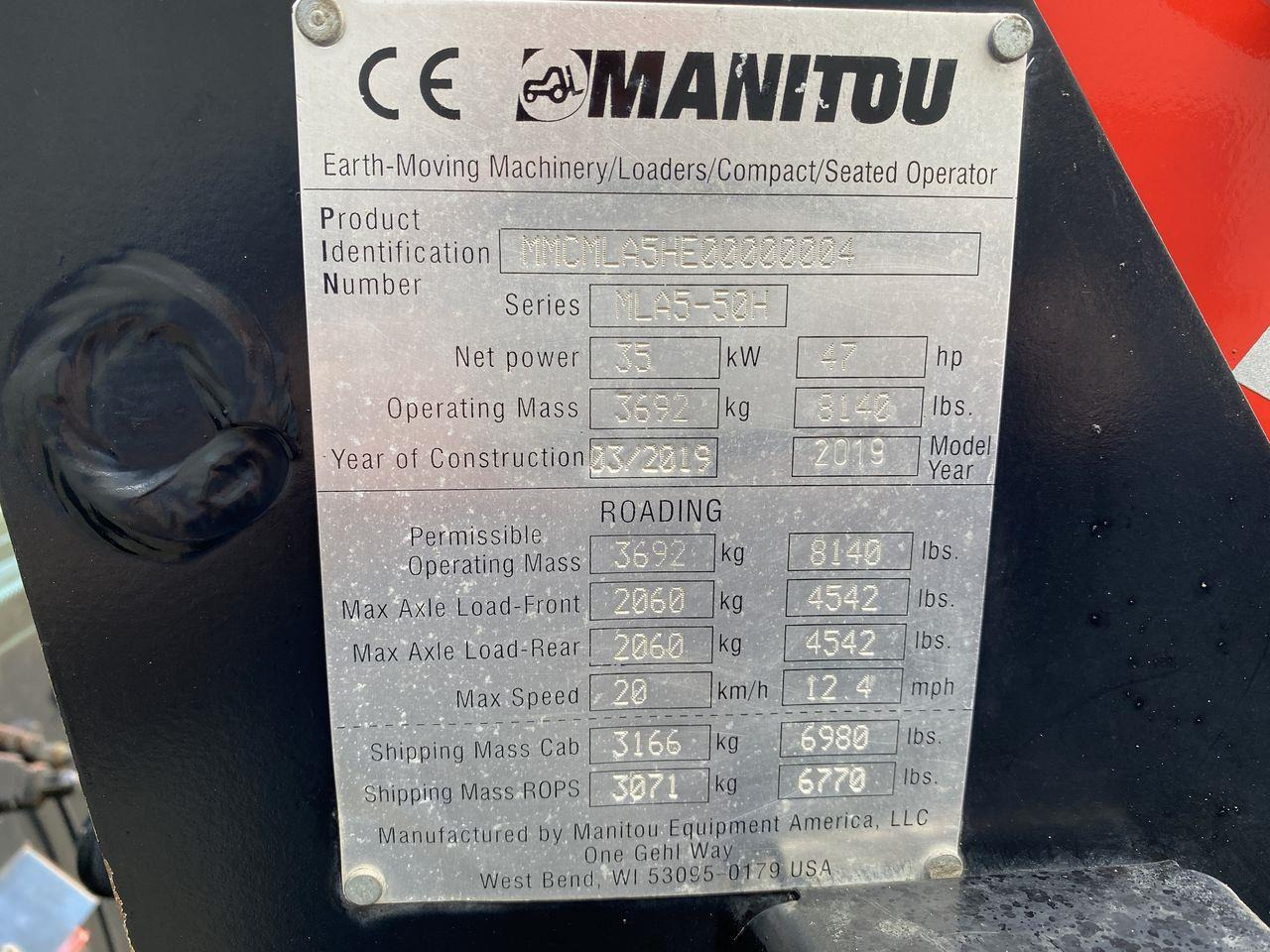 Compact loader Manitou MLA 5-50H-Z CAB