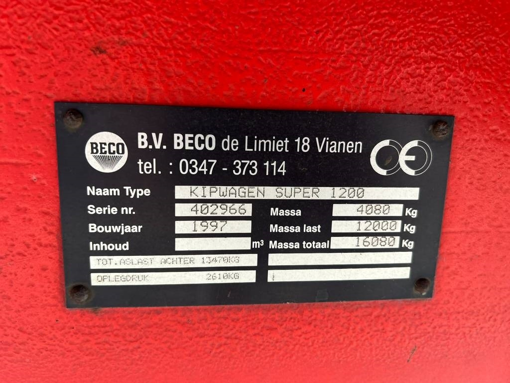 Farm tipping trailer/ Dumper Beco Super 1200