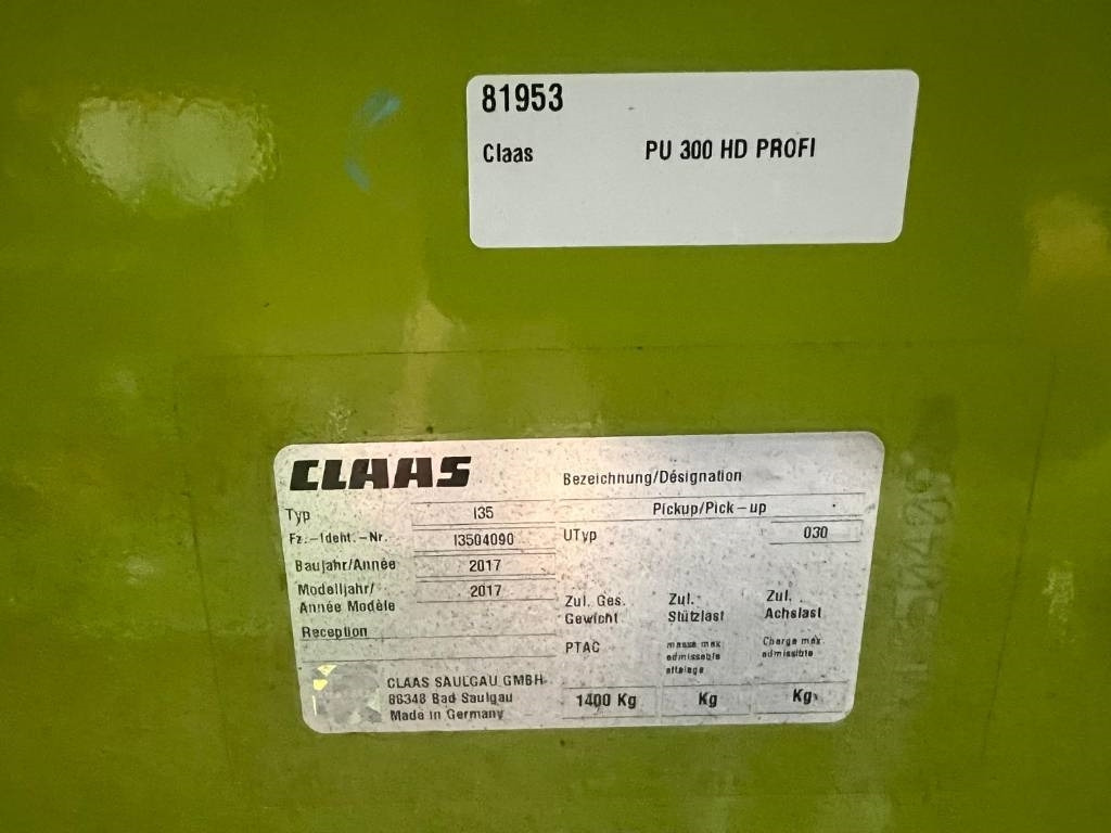 Forage harvester attachment Claas PU 300 HD Profi