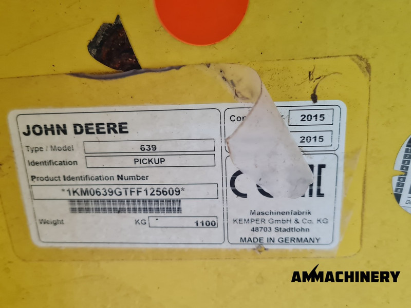 Forage harvester attachment John Deere 639 pick-up