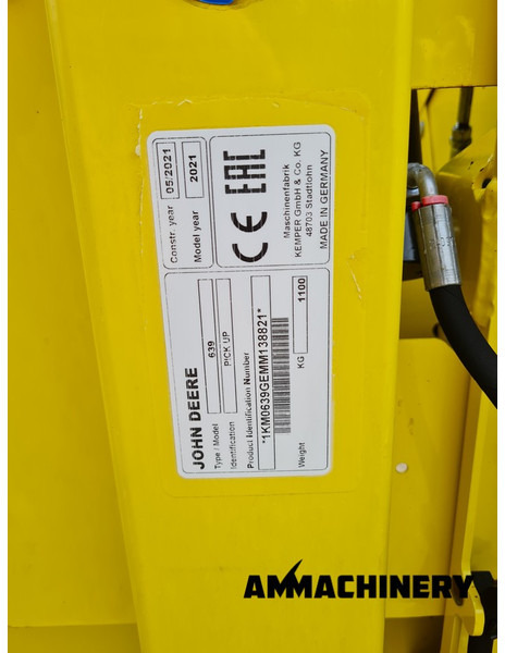 Forage harvester attachment John Deere 639 pick-up