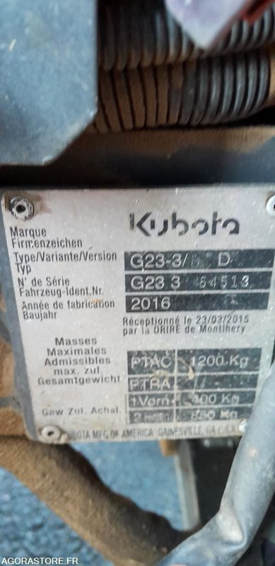 Garden mower TONDEUSE AUTOPORTEE KUBOTA G23