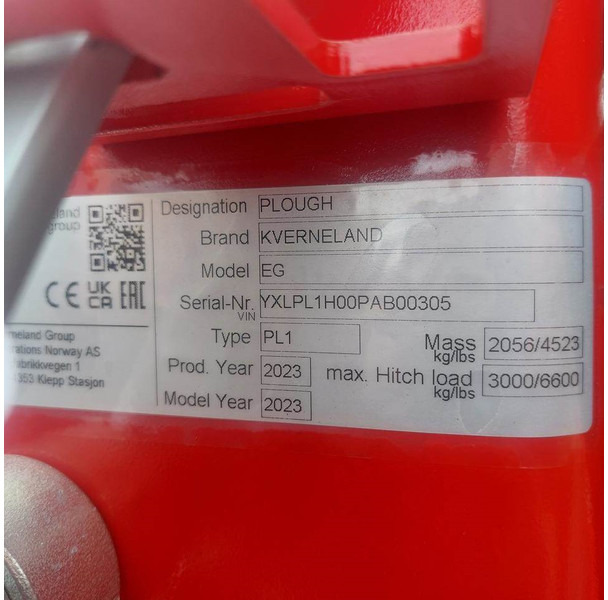 Plow Kverneland EG 100-200-4 schaar