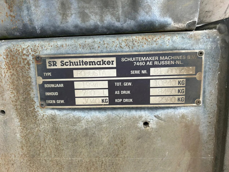 Agricultural machinery Schuitemaker Robusta 78 7800 Liter tank