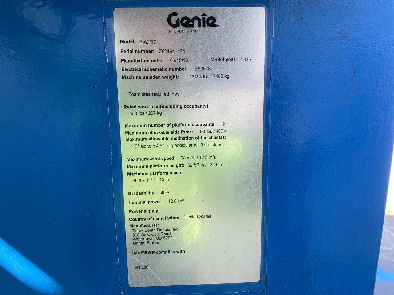 Articulated boom Genie Z60/37 DC
