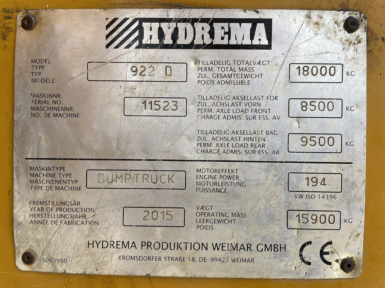 Articulated dumper Hydrema 922D