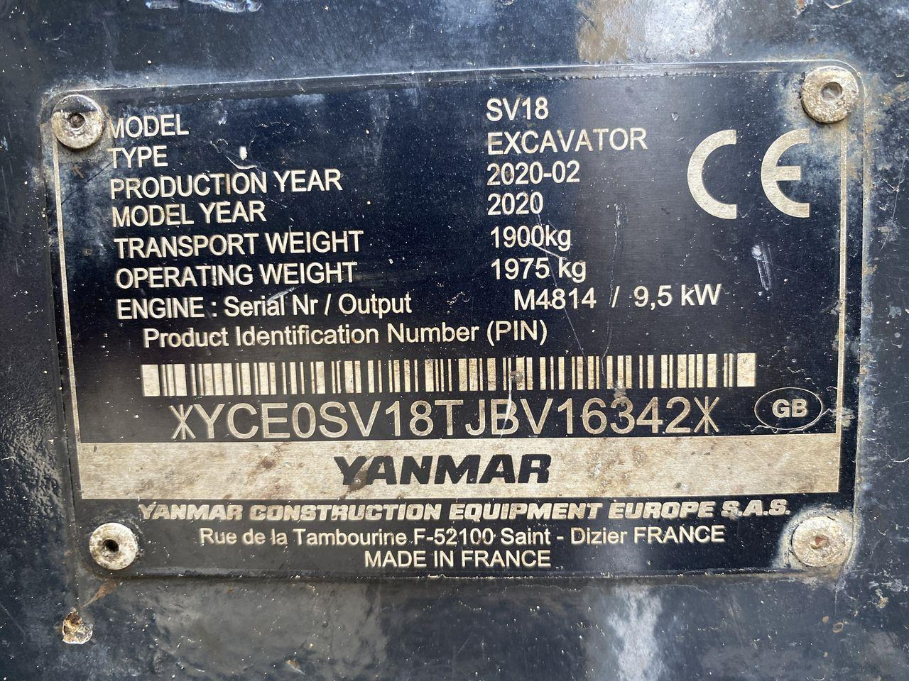 Mini excavator Yanmar SV18