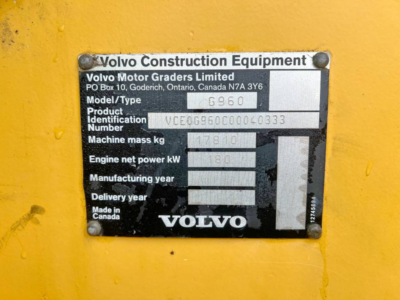 Grader Volvo G960 Excellent Working Condition: picture 16