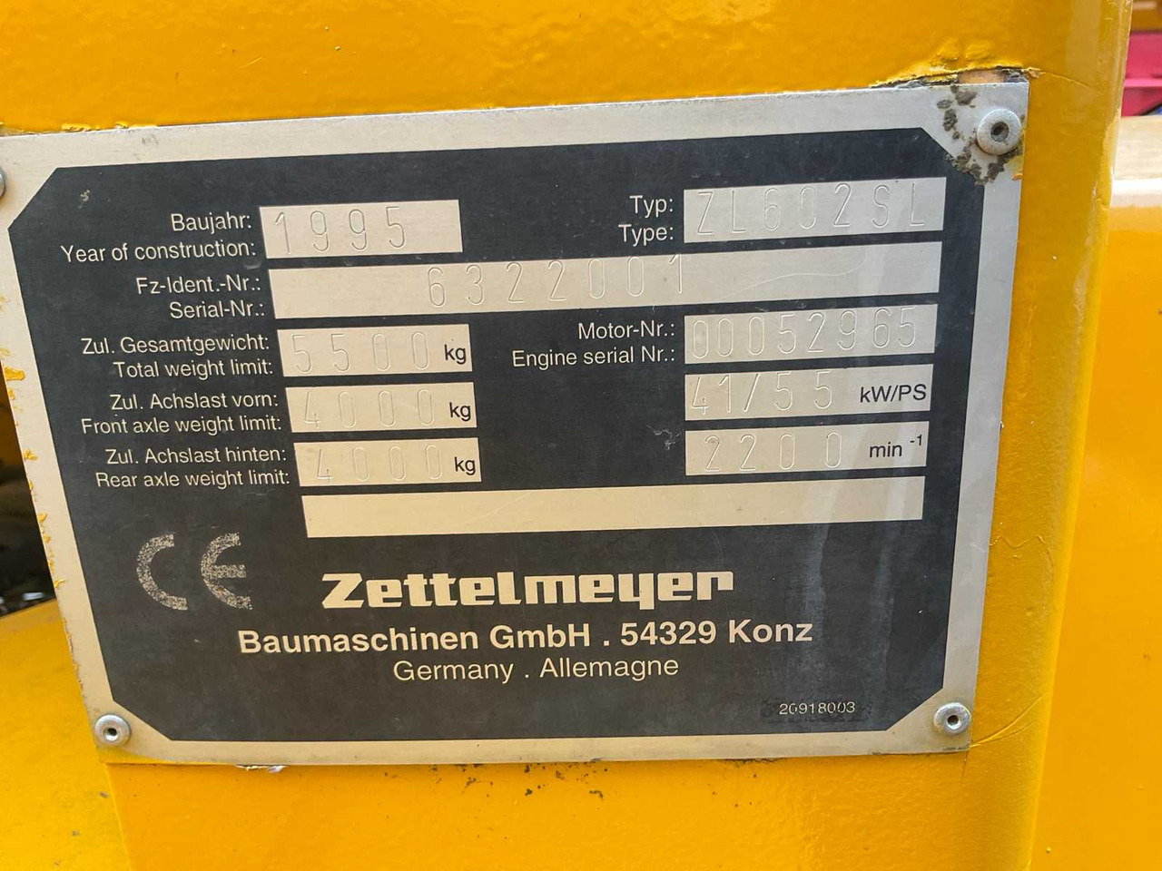 Wheel loader 1995 ZETTELMEYER ZL602SL SHOVEL