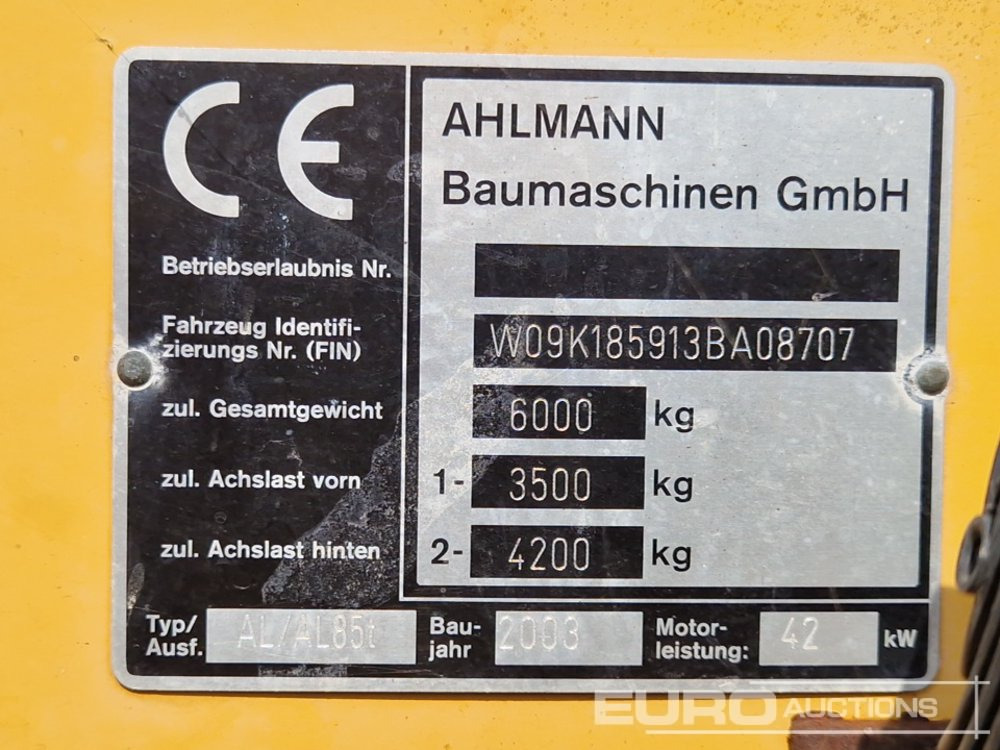 Wheel loader 2003 Ahlmann AL85