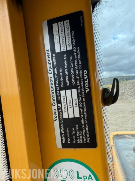 Wheel loader 2006 Volvo L120E - Sentralsmøring - 14887 timer