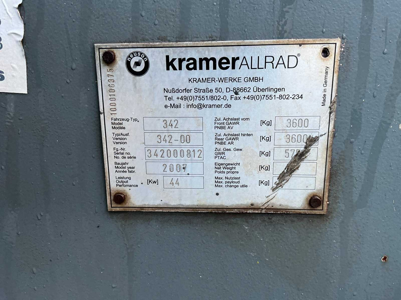 Wheel loader 2007 KRAMER ALLRAD 342 SHOVEL