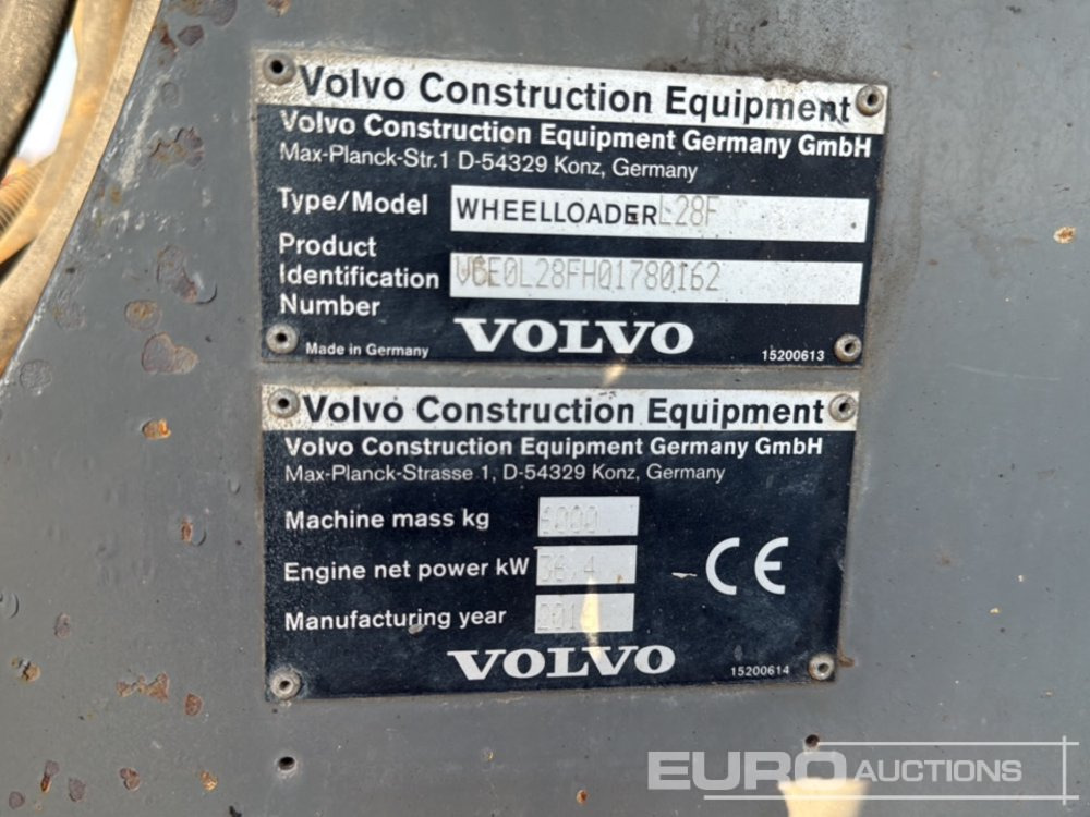 Wheel loader 2016 Volvo L28F