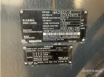 Wheel loader  2017 Komatsu WA380Z-6