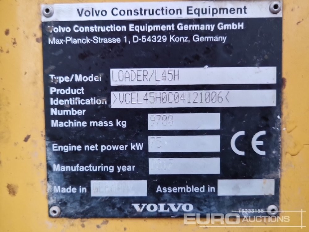 Wheel loader 2017 Volvo L45H