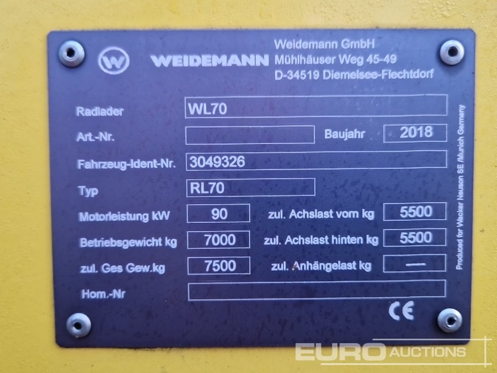 Wheel loader 2018 Wacker Neuson WL70