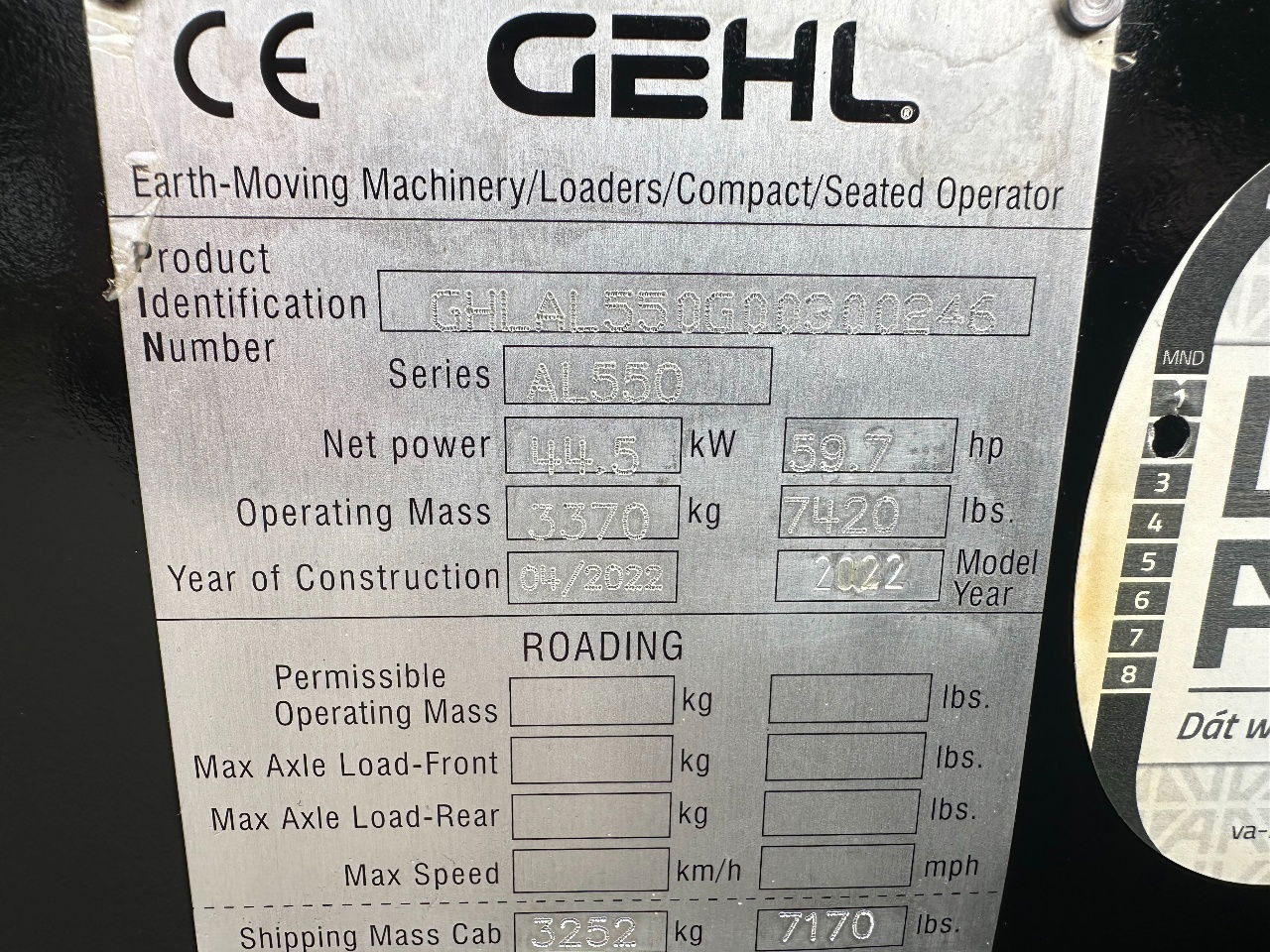 Wheel loader Gehl AL550