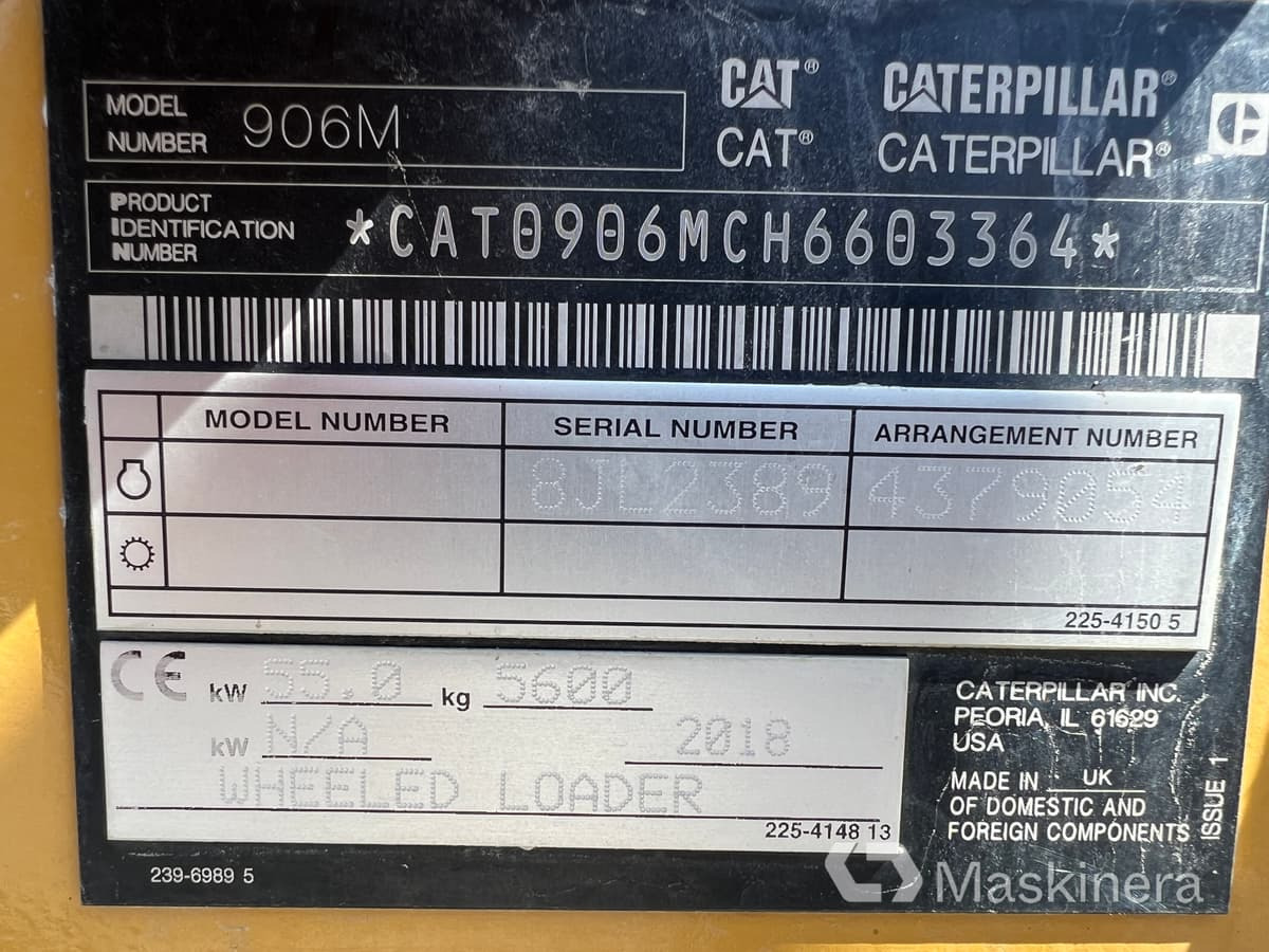 Wheel loader Hjullastare CAT 906M med redskap