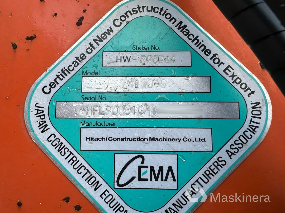 Wheel loader Hjullastare Hitachi ZW180 PL-6