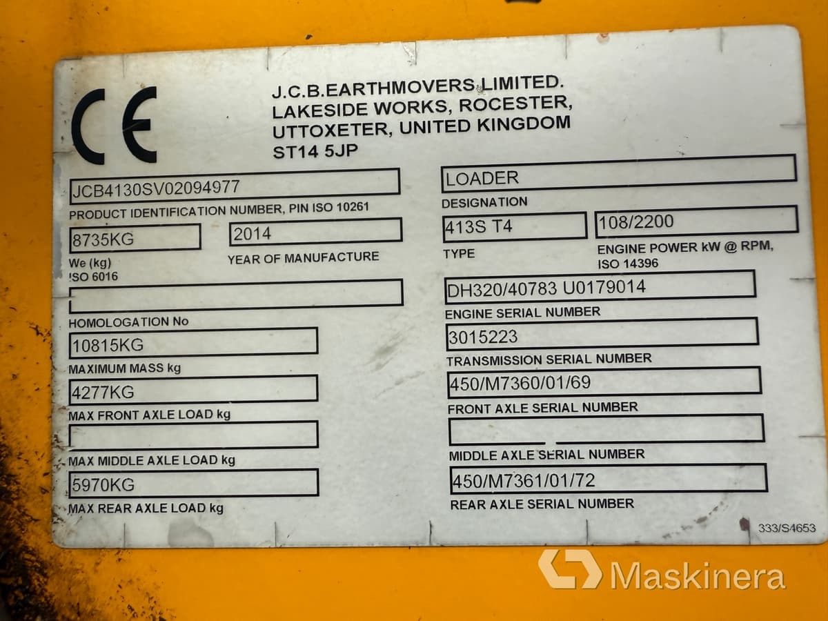 Wheel loader Hjullastare JCB 413S