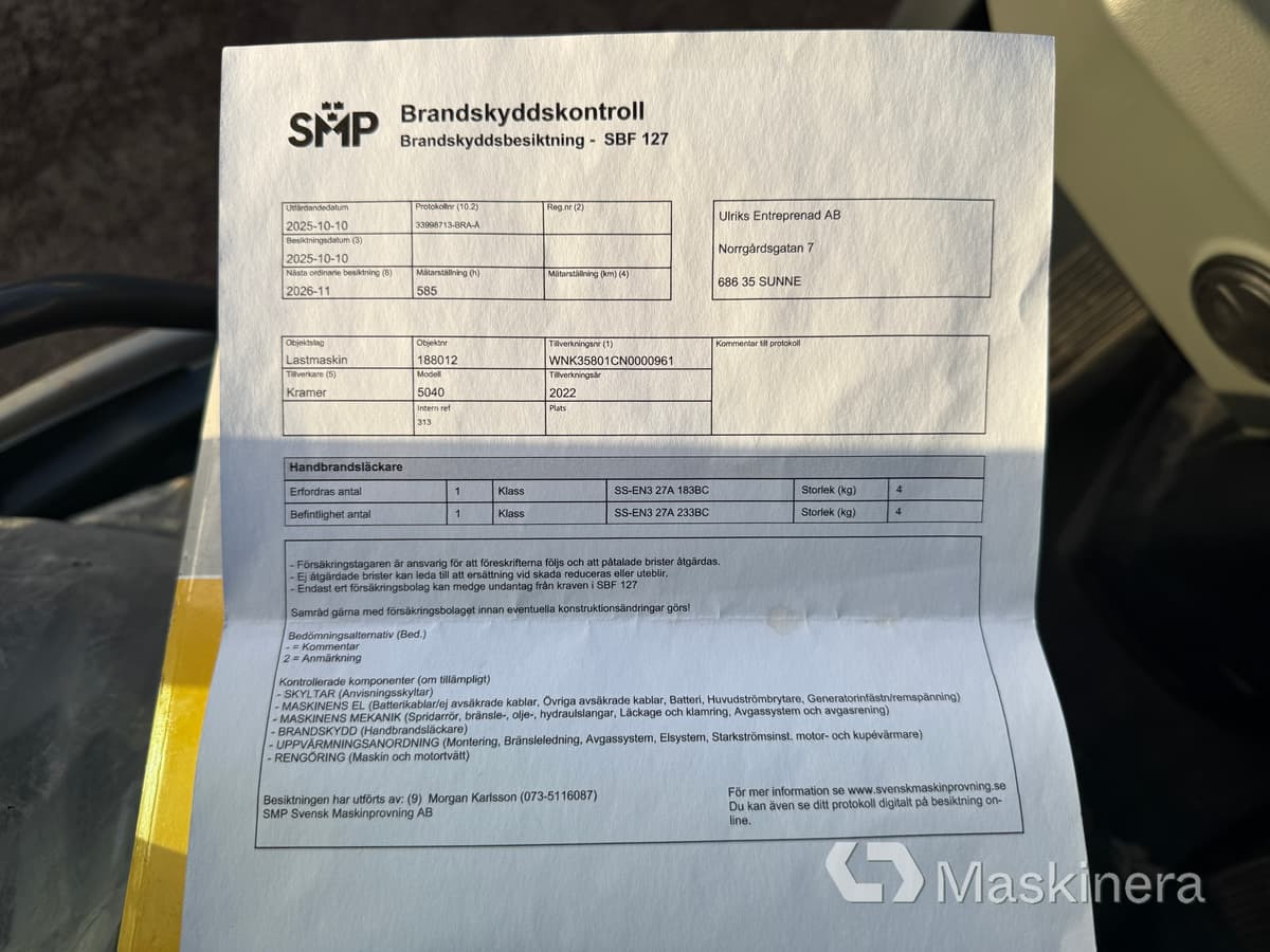 Wheel loader Hjullastare Kramer 5040 med tillbehör