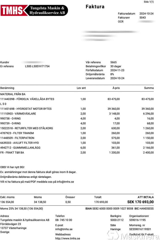 Wheel loader Hjullastare Volvo L50E med tillbehör