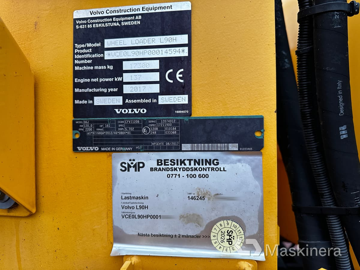 Wheel loader Hjullastare Volvo L90H med skevfäste