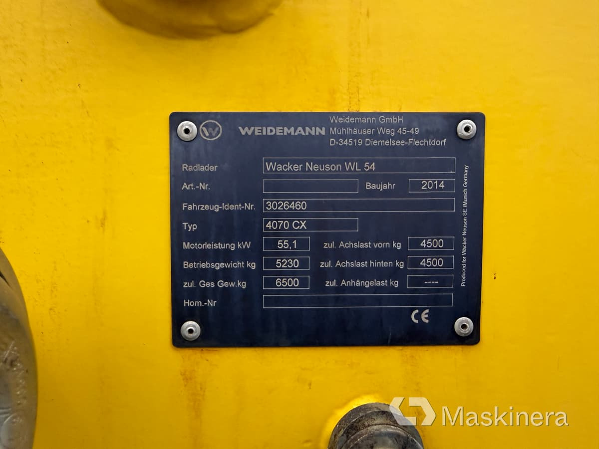 Wheel loader Hjullastare Wacker Neuson WL 54 med redskap