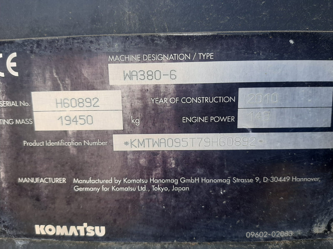 Wheel loader KOMATSU Wa 380.6