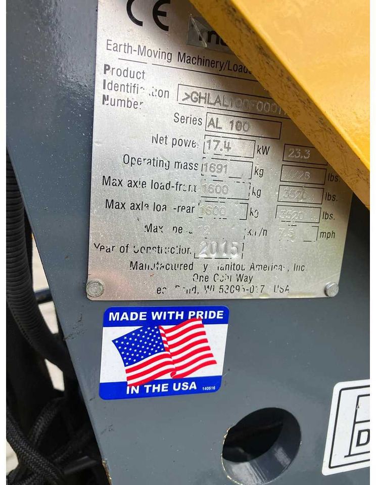 Wheel loader MUSTANG - AL 100 - SHOVEL - 2015