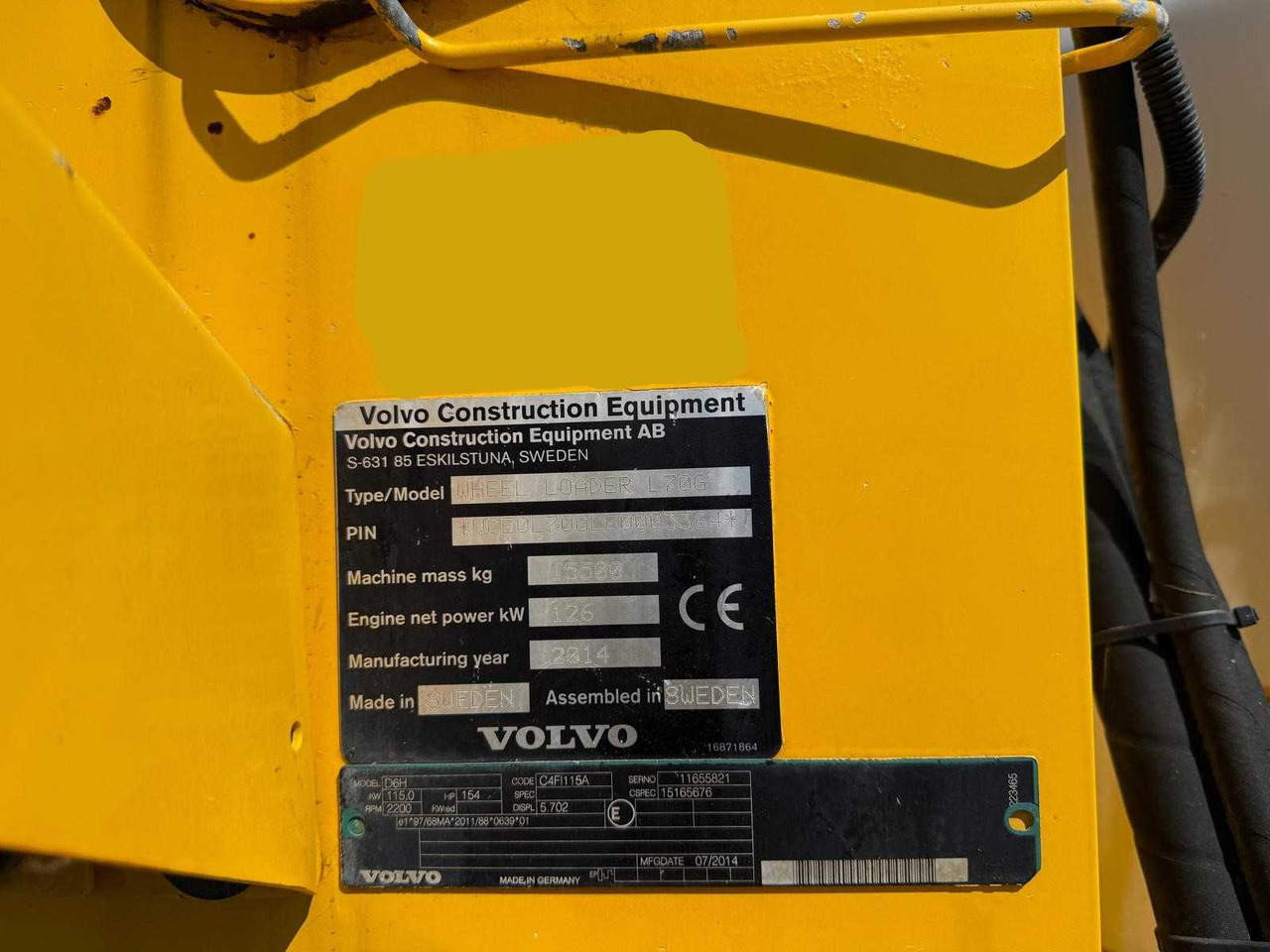 Wheel loader VOLVO - 2014 - L70G - SHOVEL WITH LICENSE PLATE INCL. BAK AND QUICK CHANGE
